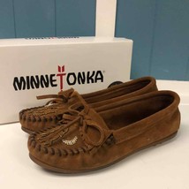 MINNETONKA WOMEN&#39;S X MOKO MOC SOFT SUEDE MOCCASINS SLIP ON sz 6.5 BROWN ... - £36.26 GBP