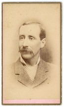CIRCA 1880&#39;S CDV Handsome Kind Looking Man Mustache Suit Tie Donaldson Tiffin OH - £9.59 GBP