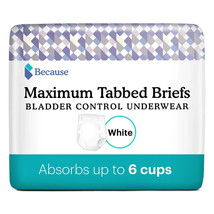 Because Maximum Tabbed Briefs 24 Counts White  S/M - £28.80 GBP