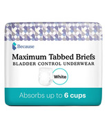 Because Maximum Tabbed Briefs 24 Counts White  S/M - £28.79 GBP
