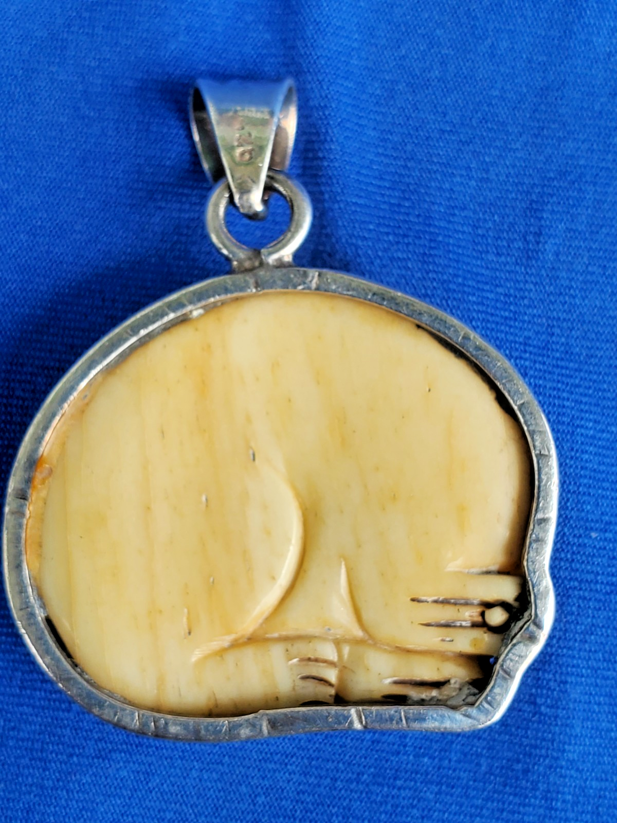 Carved VERY LARGE 15 Grams Original CAT Hand made 925 Sterling Silver Pendant Item image 2