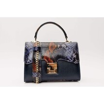The Venezia Navy Blue Leather Handbag image 6