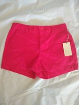 A new day Women&#39;s Zippered Stretch High-Rise Dark Pink Chino Shorts Sz 4 - £14.59 GBP