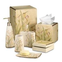 CROSCILL Calla Lilies Floral 2-PC Tissue Box Cover and Soap/Lotion Dispenser - £36.68 GBP