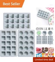 3-Piece Non-Stick Silicone Molds Set - Heart, Round &amp; Square in Charming... - $24.70
