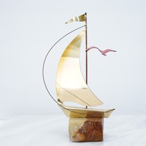 Brass Sailboat Sculpture 1981 Yosi Hand Signed + Bird Flying - £40.35 GBP