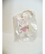 Wood Bunny Rabbit with Heart and Bow Christmas Tree Ornament Purple Eyes... - $6.93 CAD