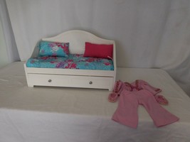 American Girl Trundle Bed Bedding Set pillows Truly Me White Wood Julie&#39;s PJ&#39;S - £45.11 GBP
