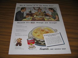 1947 Print Ad Campbell&#39;s Beef Noodle Soup Family Enjoys Lunch - £9.43 GBP