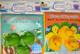 2 Bath Time Fun Three Speckled Frogs 3 Little Ducks Waterproof Book Squi... - $29.95