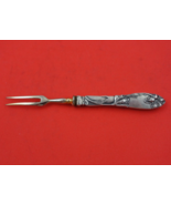 German .800 Silver Fruit Fork Gold Washed Plated Tines HH Lily Motif 5 1/4&quot; - $1,696.31 MXN