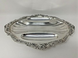 Wallace Baroque Silverplate 13 5/8" x 9-5/8" Relish Tray 3 Compartments Divided - $71.20