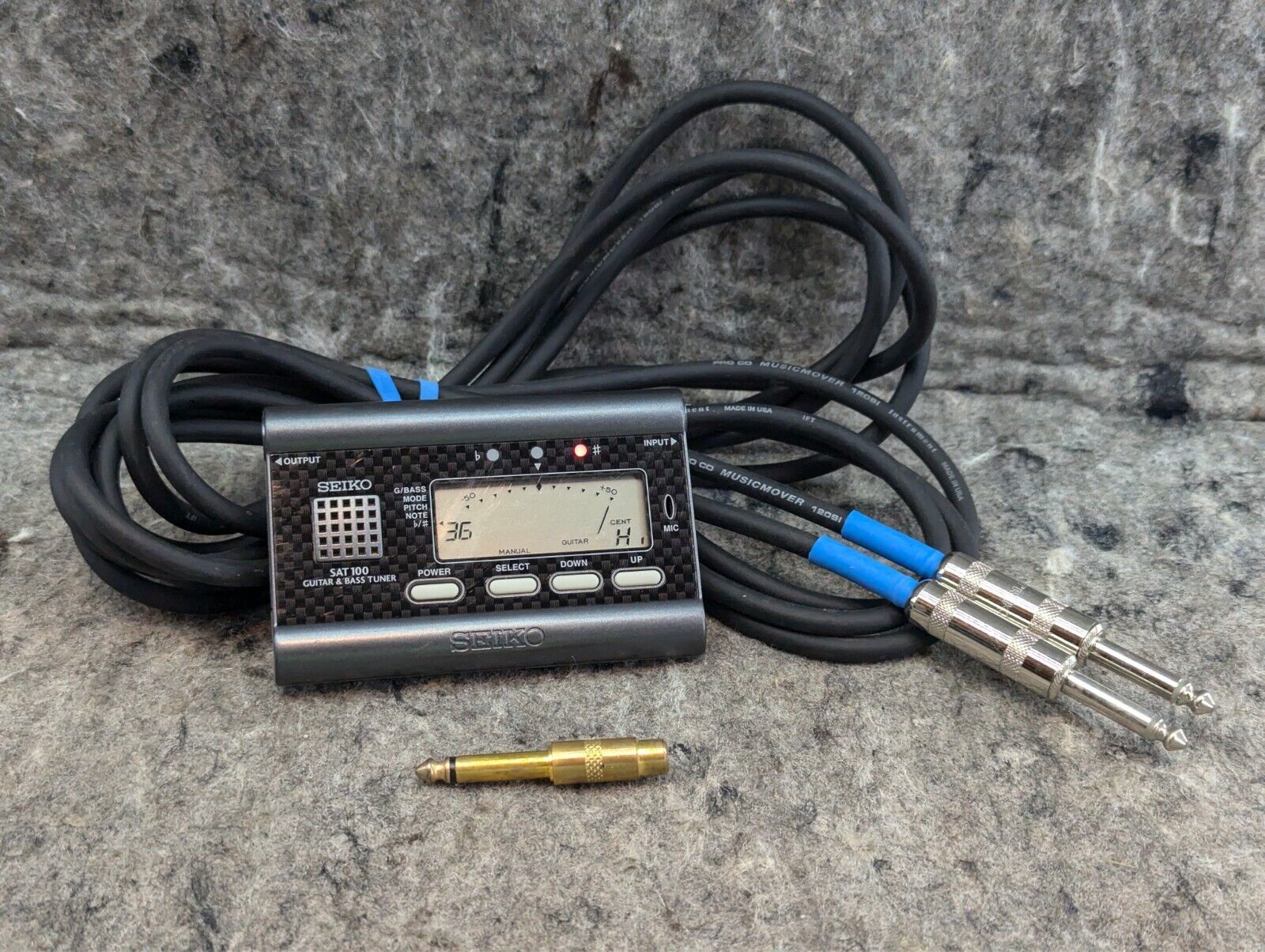Works SEIKO SAT 100 Digital Guitar And Bass Tuner + Instrument Cable (S2) - $14.99