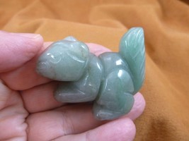 (Y-SQU-720) little green SQUIRREL stone gemstone carving figurine love s... - $17.53