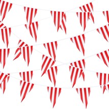5 Sets 160 ft 100 Pieces Carnival Circus Bunting Banner Red and White Striped Pe - £19.61 GBP