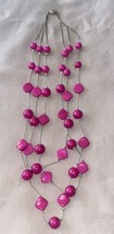Vintage Necklace 20” Hot Pink Beads 3 Strands - £5.23 GBP