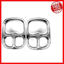 3-Compartment Stainless Steel Divided Plates for Kids - Set of 2, BPA Free - $45.58