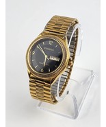 Elgin II Watch Men Gold Tone Day Date 30M Stretch Band -Needs Battery - £20.90 GBP
