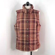 Bandolino Women&#39;s XL Brown Plaid Snap-Up Quilted Sleeveless Vest - £10.98 GBP
