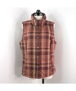 Bandolino Women&#39;s XL Brown Plaid Snap-Up Quilted Sleeveless Vest - £11.00 GBP