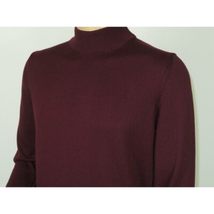 Men's Sweater Knit By BRANGO Turkey Mock Neck Cotton Blend 21050 Burgundy image 9