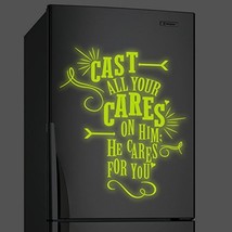 ( 26&quot; x 31&quot; ) Glowing Vinyl Wall Decal Quote Cast All Your Cares on Him / Glow i - £45.38 GBP