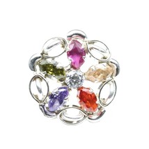 Anillo De Nariz De Plata Esterlina 925 Con Piedras CZ Multicolores Y Floral - $16.27