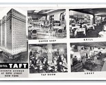 Hotel Taft Multiview New York City NY NYC 1950 B&amp;W Chrome Postcard V8 - £3.07 GBP