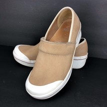 Dansko Professional Clogs Women&#39;s size 6 Beige Tan Suede Leather Rubber Toe - $59.99