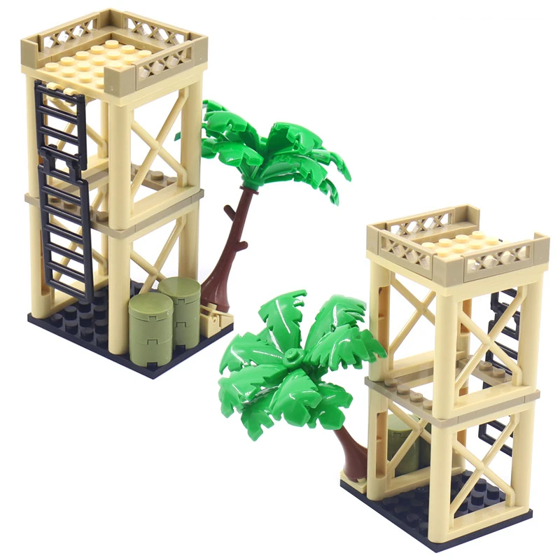 New Toys Hot Moc World Sentry Post Lookout Tower Tree War Scene Military City Bu - £3.30 GBP