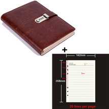 A5 Vintage Red Spiral Lined Journal with Refillable Pages and Password C... - £32.98 GBP