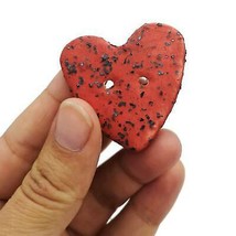 1 Pc Sparkling Red Heart Buttons For Crafts Coats Scrapbook Valentines D... - $7.62