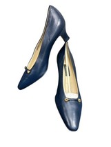 BALLY Juniper Blue Leather Slip On Pump Heel Shoes Size 9 M Made in Italy - $14.84