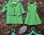 Vintage Skipper Doll Town Togs #1922 Outfit Green Coat Dress Belt Hat - £47.92 GBP