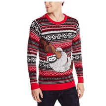 Blizzard Bay Mens Sloth Tree Ugly Christmas Sweater, Red/Grey/Black, Size XL - £24.17 GBP