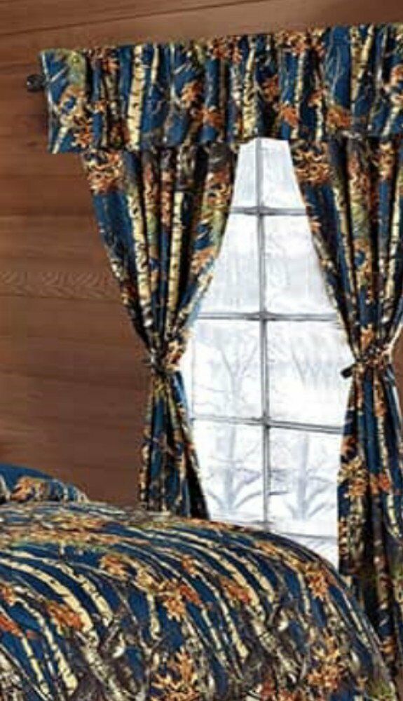 5 PIECE NAVY BLUE CAMO CURTAINS WOODS CAMOUFLAGE SET WINDOW JEANS SEALS FOOTBALL - £19.30 GBP