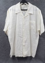 Classico Shirt Mens XL White Beige 100% Linen Button Up Short Sleeve Cas... - £34.96 GBP