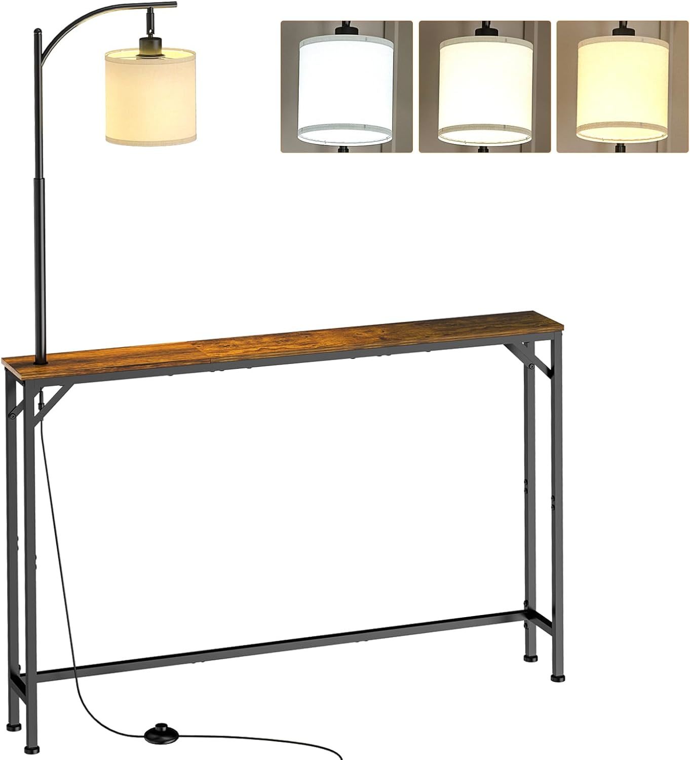 Keomaisyto Sofa Table With Light, Skinny Console Table, 46.1&quot; L X 5.9&quot;, ... - $77.92