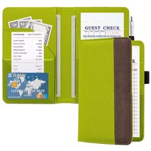 Server Book for Waitress, Guest Book Note Pad, Cute Pocket Leather Green - £6.70 GBP