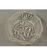 Vintage Clear Glass Candy Nut Bowl Leaf Ribbed Sawtooth Rim Footed  6 1/... - £3.93 GBP