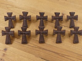 10 CAST IRON CROSSES W/ SCREWS DRAWER CABINET PULLS HANDLES DRESSER CROSS - $27.99