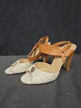 Valentino Garavani Macrostud Rockstud High Heel Sandals Tan White Size 3... - $279.95