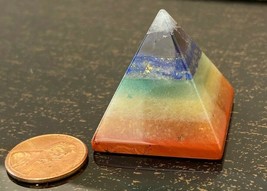 New 7 Chakra Pyramid Multicolor Agate Stone  Worry Love Energy Healing - $25.95