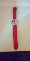 Disney Minnie Mouse Watch Pink Leather Band With Crystal Accents On Case... - $59.50