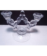 1 Cambridge Keyhole Double Candle Holder ~ Etched Rose Point ~ - $17.80 CAD