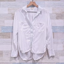 Cloth &amp; Stone Lyocell Split Back Button Down Shirt White Oversized Womens Small - $49.49