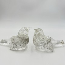 Vintage Art Glass Sparrow Birds Figurines Candlesticks Pair 2 PCs Froste... - $578.82 MXN