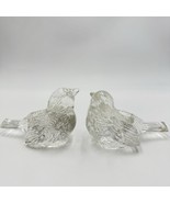 Vintage Art Glass Sparrow Birds Figurines Candlesticks Pair 2 PCs Froste... - $578.82 MXN