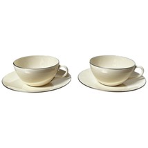 2 Vintage Lenox Olympia Place Cups &amp; Saucers Platinum Rims Fine China Ma... - $24.95