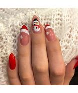 24 Pcs Red French Tip Press On Nails Medium Almond Acrylic Christmas Design - $13.74 CAD